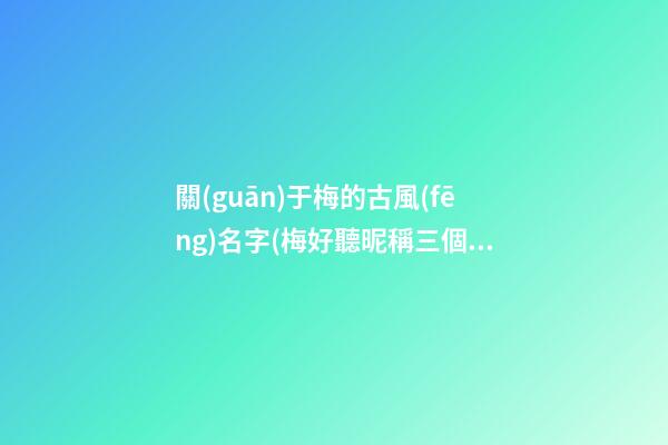 關(guān)于梅的古風(fēng)名字(梅好聽昵稱三個(gè)字)