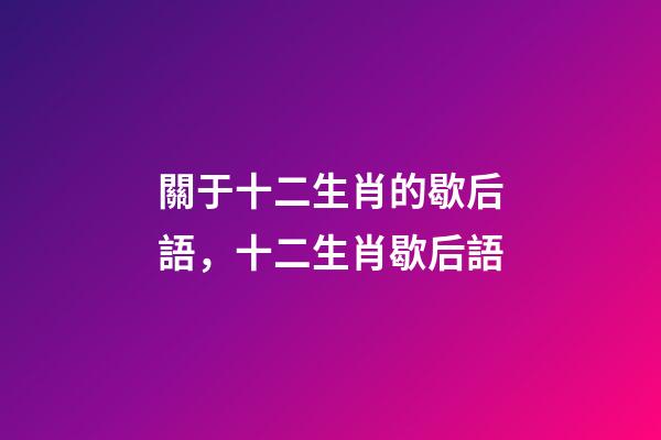關于十二生肖的歇后語，十二生肖歇后語-第1張-觀點-玄機派