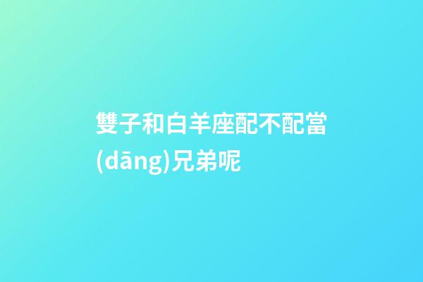 雙子和白羊座配不配當(dāng)兄弟呢-第1張-星座運(yùn)勢-玄機(jī)派