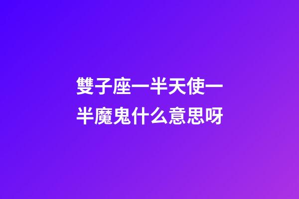 雙子座一半天使一半魔鬼什么意思呀