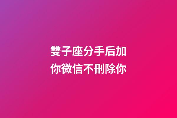 雙子座分手后加你微信不刪除你-第1張-星座運勢-玄機派