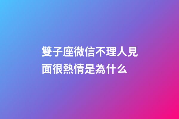 雙子座微信不理人見面很熱情是為什么-第1張-星座運勢-玄機(jī)派