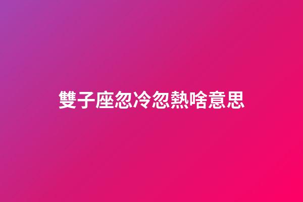 雙子座忽冷忽熱啥意思-第1張-星座運勢-玄機派