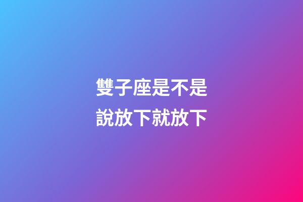 雙子座是不是說放下就放下-第1張-星座運勢-玄機派