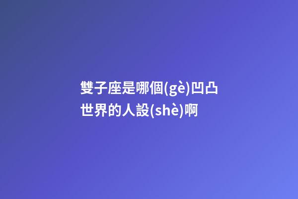 雙子座是哪個(gè)凹凸世界的人設(shè)啊