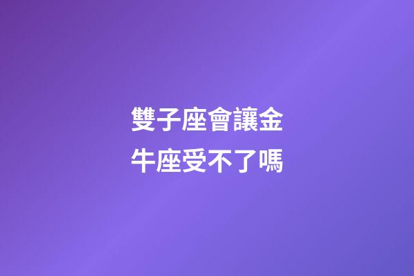 雙子座會讓金牛座受不了嗎-第1張-星座運勢-玄機派