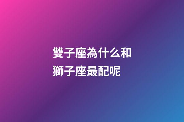 雙子座為什么和獅子座最配呢-第1張-星座運勢-玄機派
