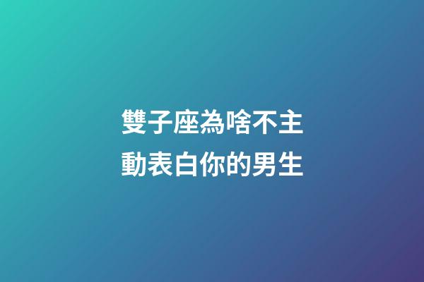 雙子座為啥不主動表白你的男生-第1張-星座運勢-玄機派