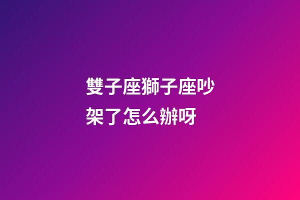 雙子座獅子座吵架了怎么辦呀-第1張-星座運勢-玄機派