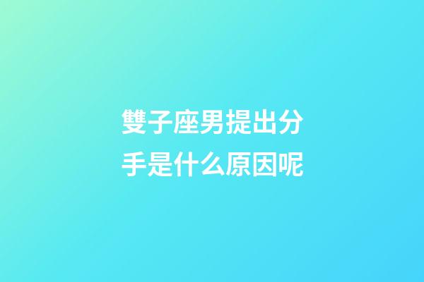 雙子座男提出分手是什么原因呢