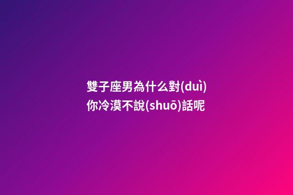 雙子座男為什么對(duì)你冷漠不說(shuō)話呢-第1張-星座運(yùn)勢(shì)-玄機(jī)派