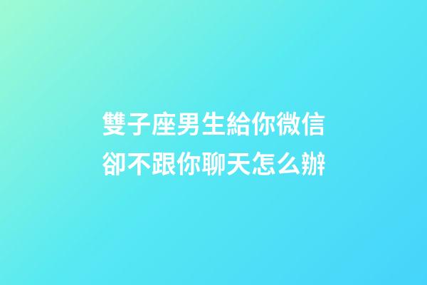 雙子座男生給你微信卻不跟你聊天怎么辦-第1張-星座運勢-玄機派