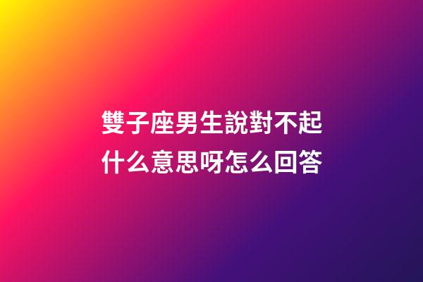 雙子座男生說對不起什么意思呀怎么回答-第1張-星座運勢-玄機派