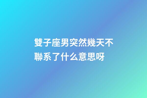 雙子座男突然幾天不聯系了什么意思呀-第1張-星座運勢-玄機派