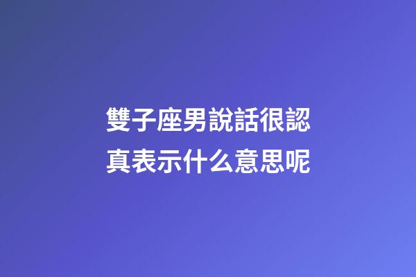 雙子座男說話很認真表示什么意思呢-第1張-星座運勢-玄機派