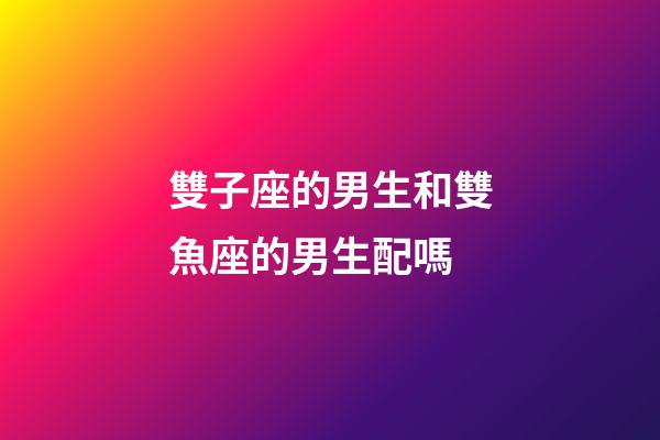 雙子座的男生和雙魚座的男生配嗎-第1張-星座運勢-玄機派