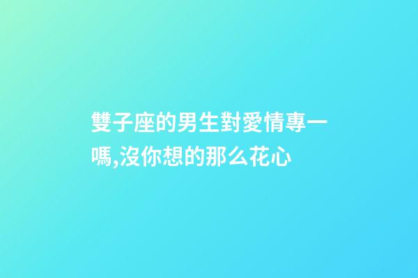 雙子座的男生對愛情專一嗎,沒你想的那么花心-第1張-觀點-玄機派