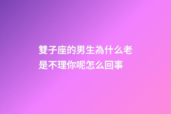雙子座的男生為什么老是不理你呢怎么回事-第1張-星座運勢-玄機派