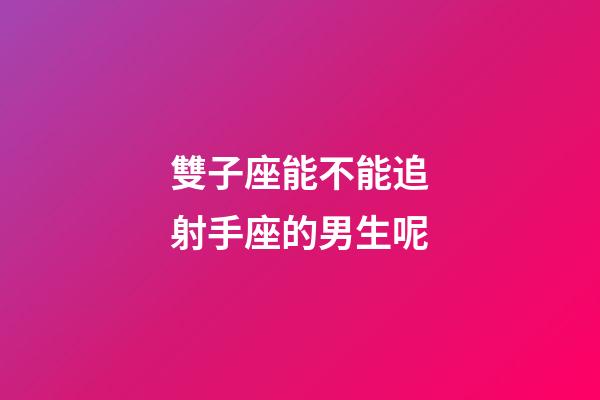 雙子座能不能追射手座的男生呢-第1張-星座運勢-玄機派