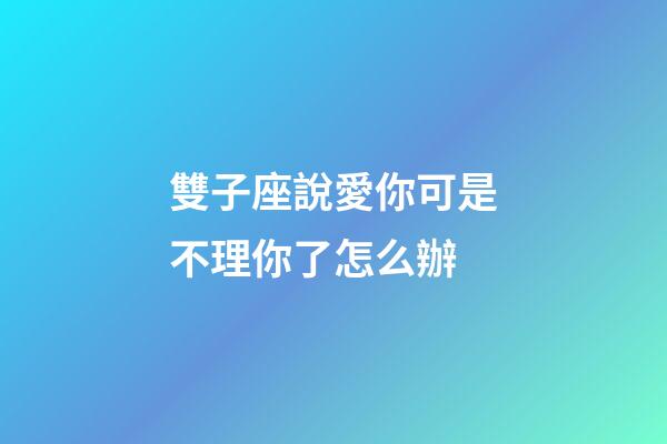 雙子座說愛你可是不理你了怎么辦-第1張-星座運勢-玄機派