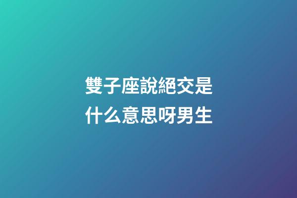 雙子座說絕交是什么意思呀男生-第1張-星座運勢-玄機派