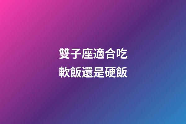 雙子座適合吃軟飯還是硬飯