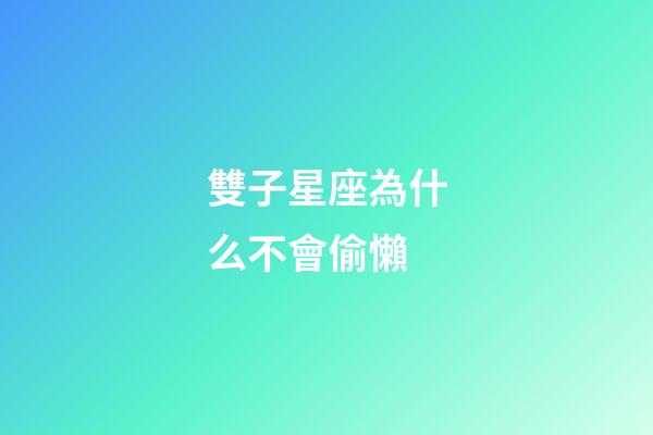雙子星座為什么不會偷懶-第1張-星座運勢-玄機派