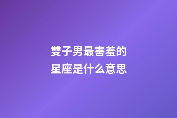 雙子男最害羞的星座是什么意思-第1張-星座運勢-玄機派