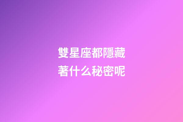 雙星座都隱藏著什么秘密呢-第1張-星座運勢-玄機派
