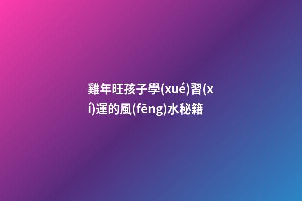 雞年旺孩子學(xué)習(xí)運的風(fēng)水秘籍
