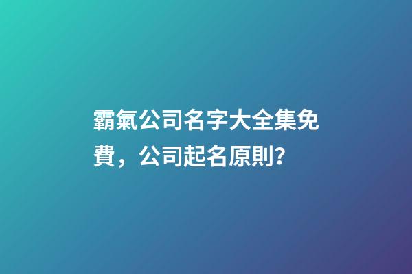霸氣公司名字大全集免費，公司起名原則？-第1張-公司起名-玄機派