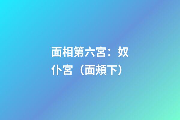 面相第六宮：奴仆宮（面頰下）