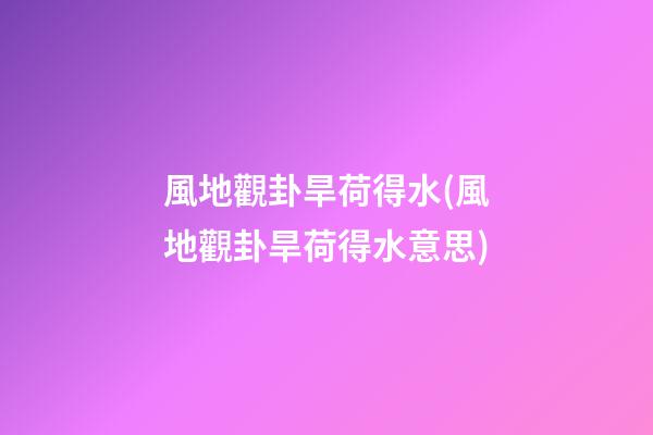 風地觀卦旱荷得水(風地觀卦旱荷得水意思)
