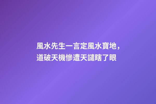 風水先生一言定風水寶地，道破天機慘遭天譴瞎了眼
