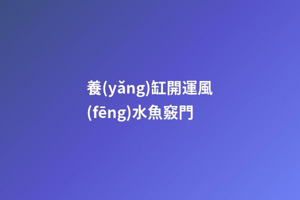養(yǎng)缸開運風(fēng)水魚竅門