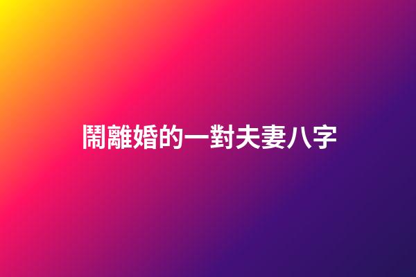 鬧離婚的一對夫妻八字
