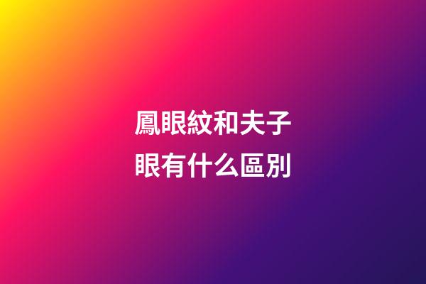 鳳眼紋和夫子眼有什么區別