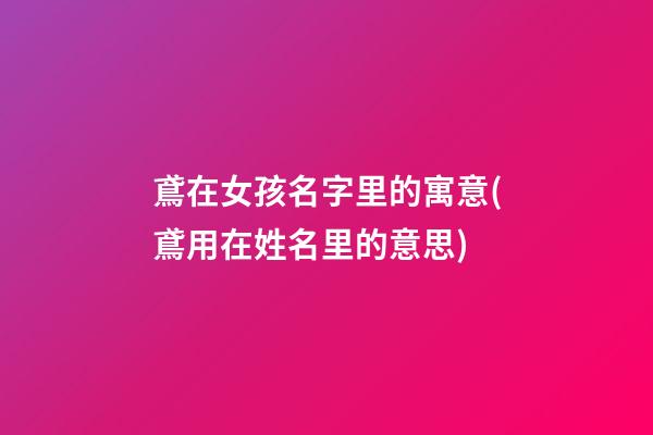 鳶在女孩名字里的寓意(鳶用在姓名里的意思)