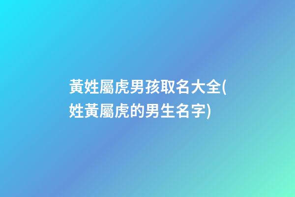 黃姓屬虎男孩取名大全(姓黃屬虎的男生名字)