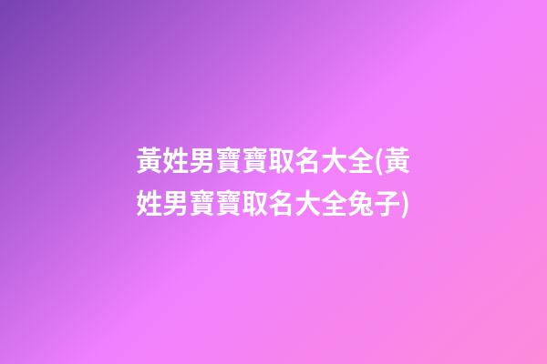 黃姓男寶寶取名大全(黃姓男寶寶取名大全兔子)