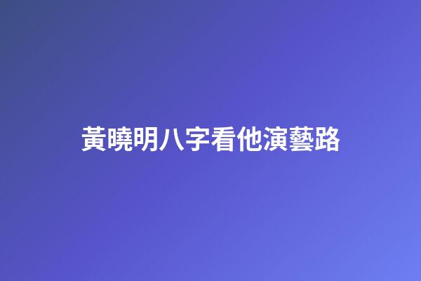 黃曉明八字看他演藝路