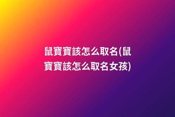鼠寶寶該怎么取名(鼠寶寶該怎么取名女孩)