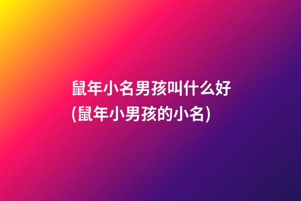 鼠年小名男孩叫什么好(鼠年小男孩的小名)