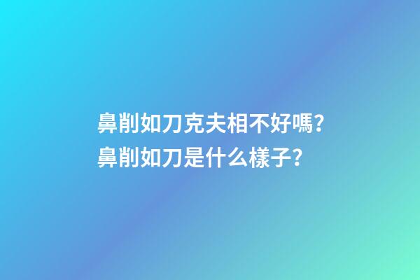 鼻削如刀克夫相不好嗎？鼻削如刀是什么樣子？
